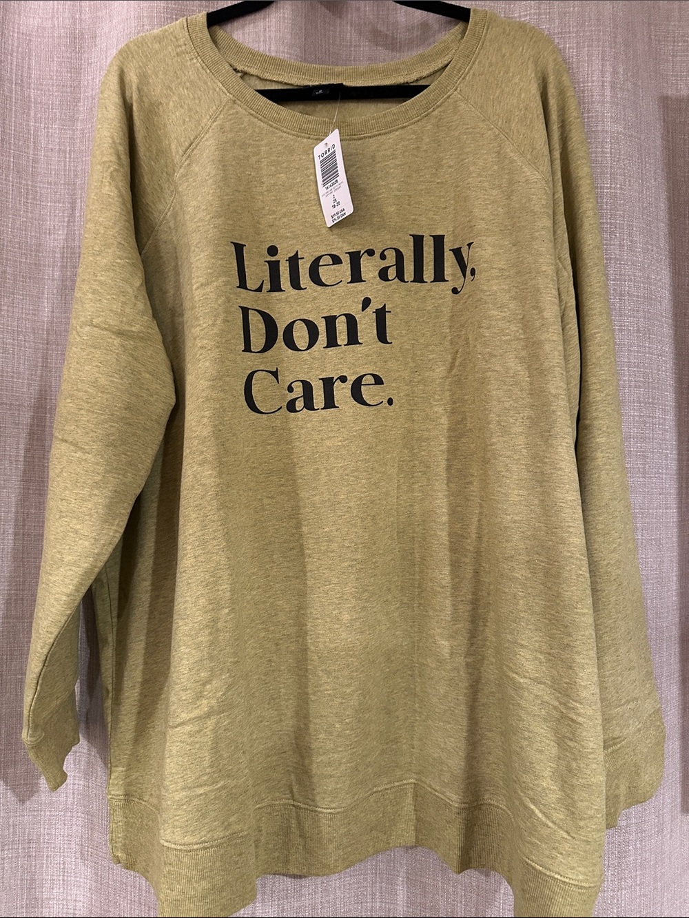 Torrid Graphic Sweatshirt - 'Literally, Don't Care.' in Olive